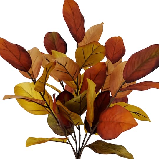 19.5" Yellow & Brown Magnolia Leaves Bush by Ashland®